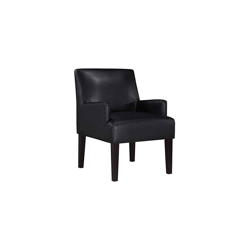 OSP Home Furnishings Main Street Upholstered Guest Chair with Espresso Finish Accents, Pewter Faux Leather