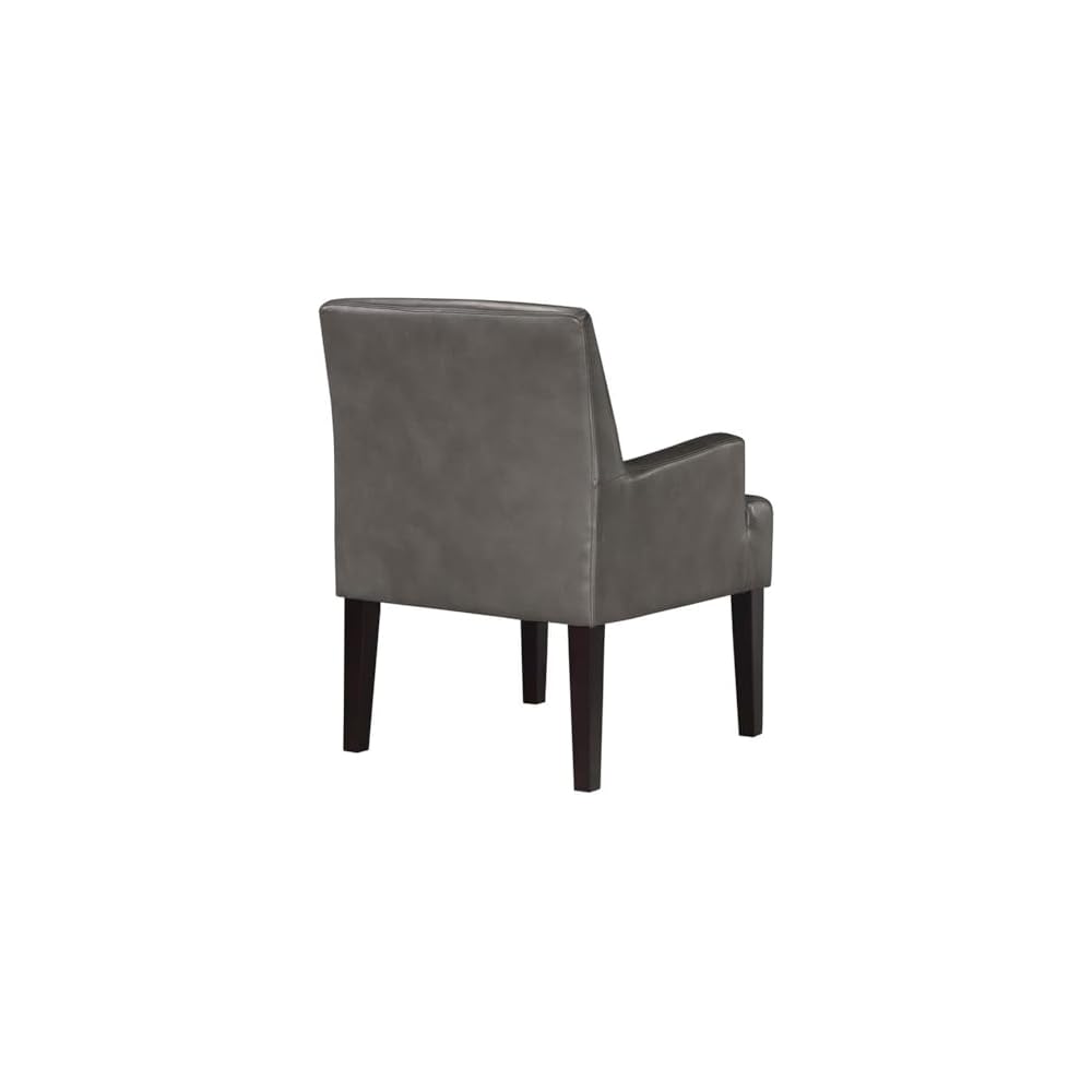 OSP Home Furnishings Main Street Upholstered Guest Chair with Espresso Finish Accents, Pewter Faux Leather