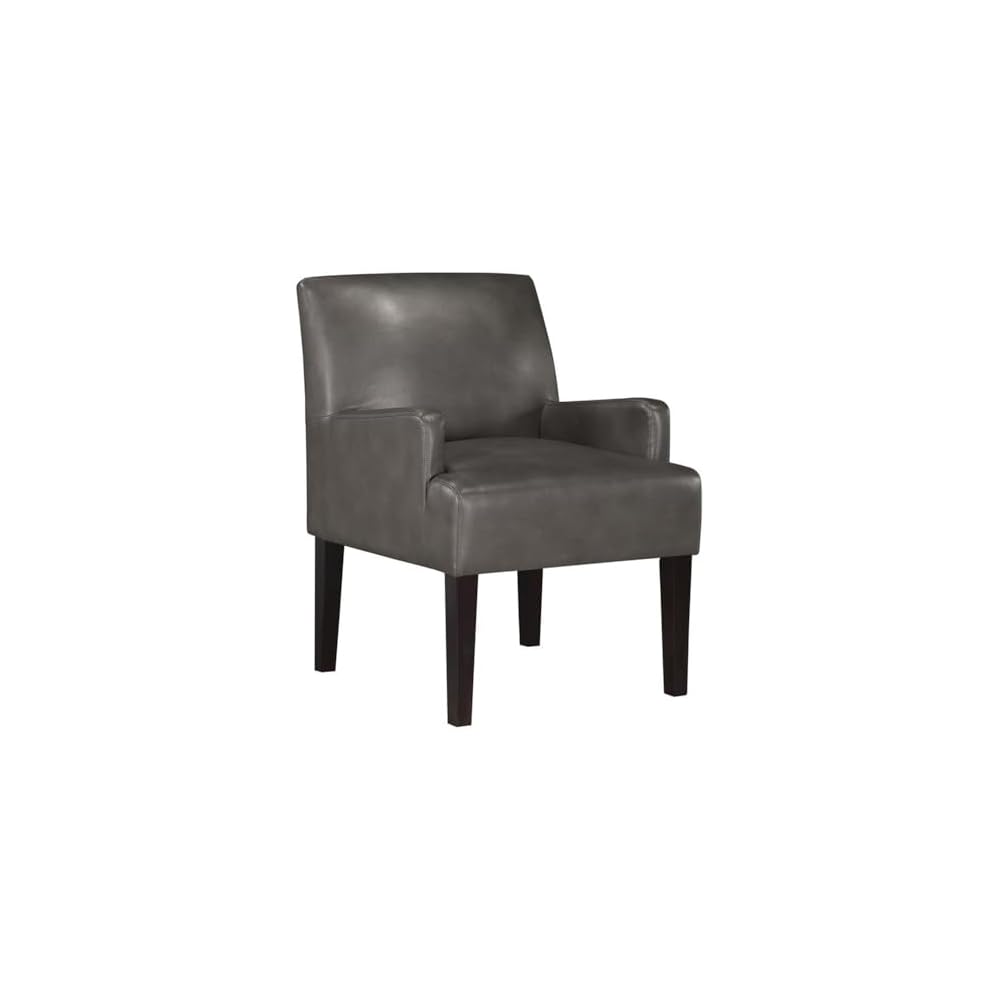 OSP Home Furnishings Main Street Upholstered Guest Chair with Espresso Finish Accents, Pewter Faux Leather