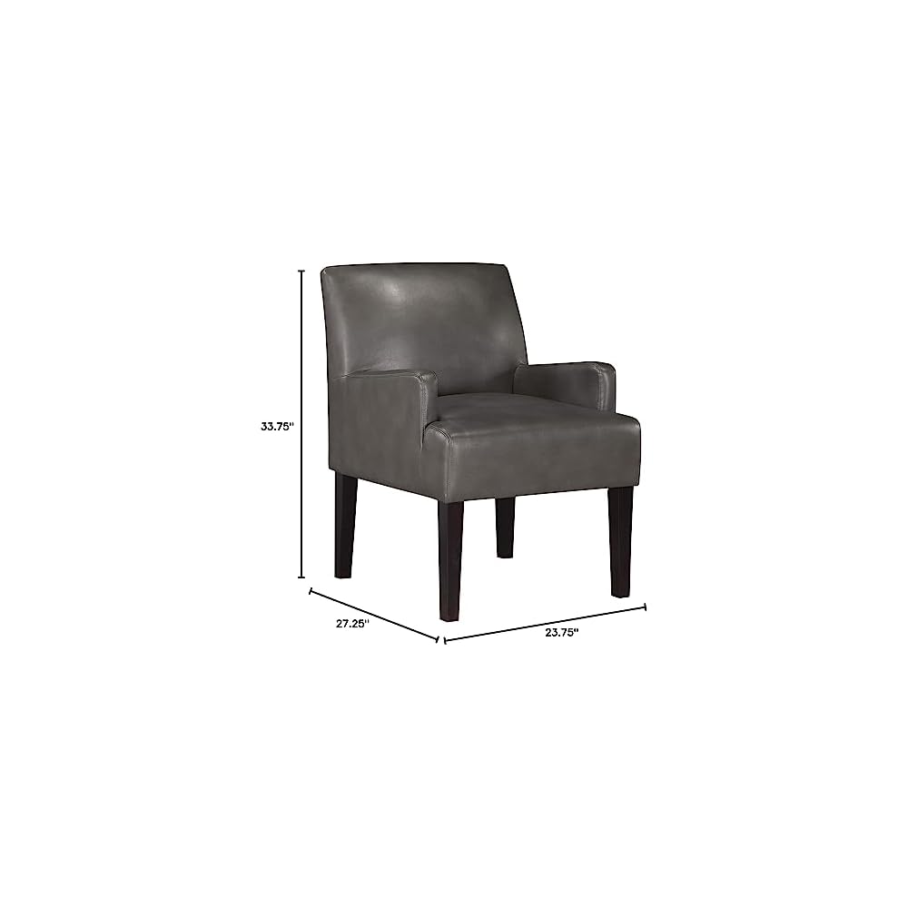 OSP Home Furnishings Main Street Upholstered Guest Chair with Espresso Finish Accents, Pewter Faux Leather