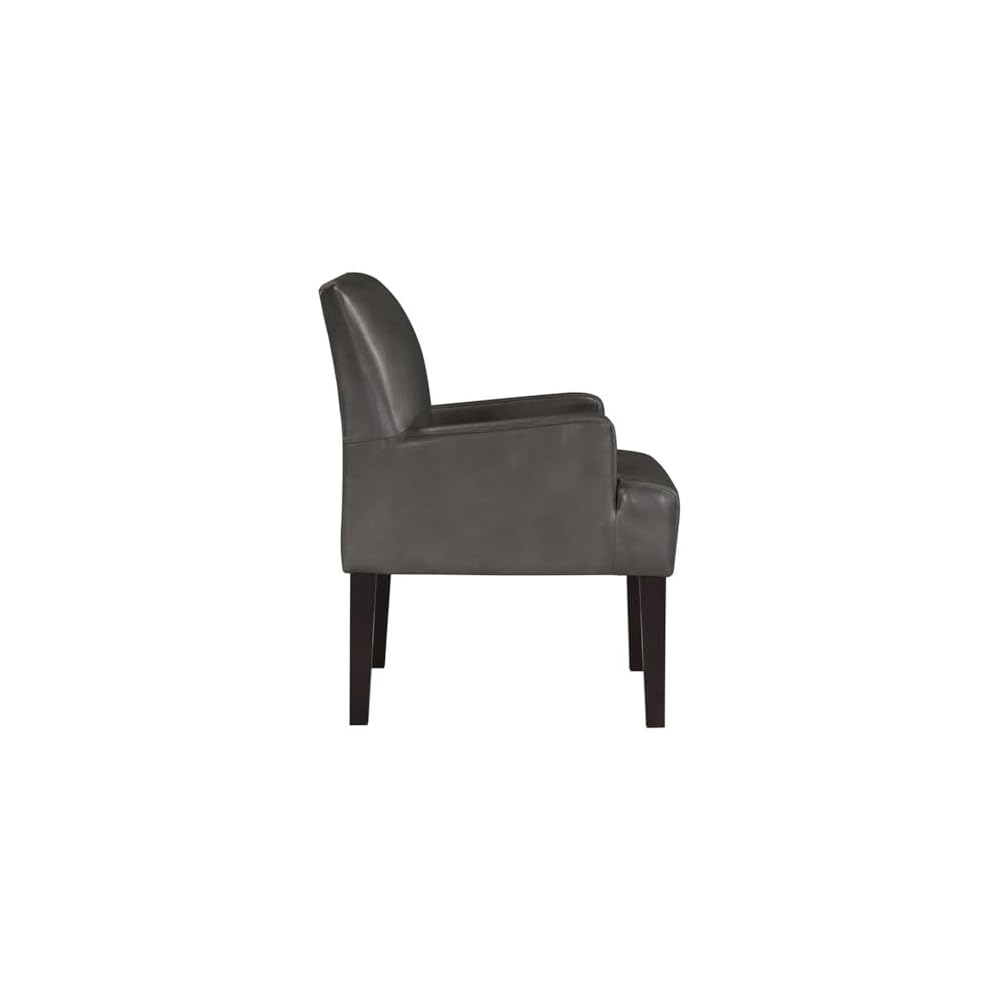 OSP Home Furnishings Main Street Upholstered Guest Chair with Espresso Finish Accents, Pewter Faux Leather