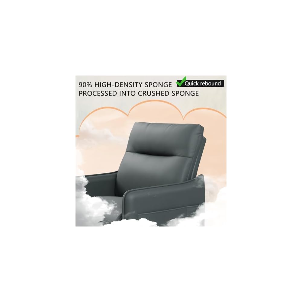 Alunaune Upholstered Living Room Chair Armchair, Mid Century Accent Chair, Reception Couch Slipper Club Lounge Chair Guest Comfy Single Sofa with Sidetable for Bedroom-Grey