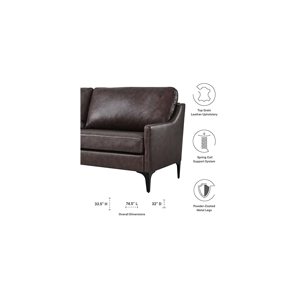 Modway EEI-6018-BRN Corland Leather Sofa, Brown