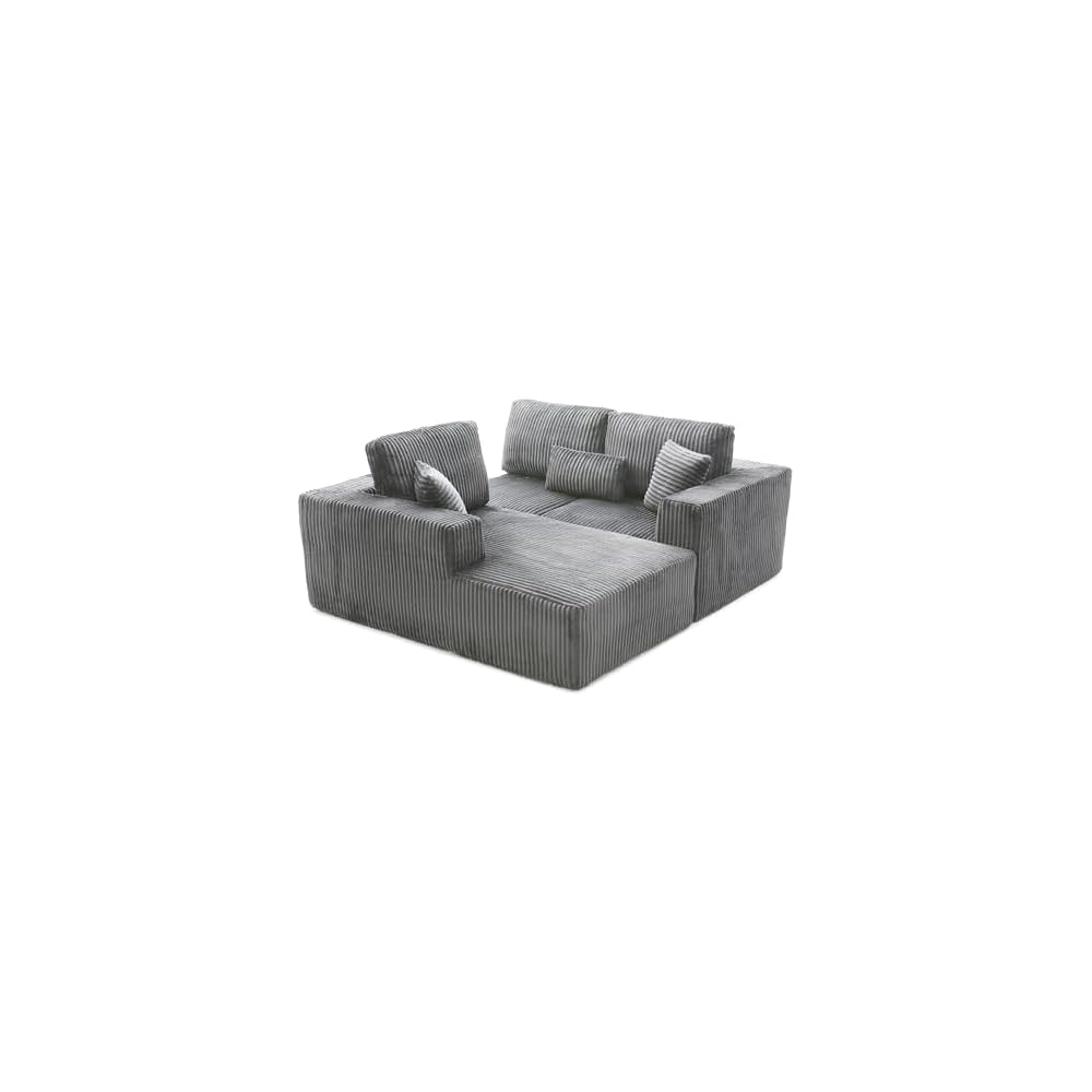 109" L-Shaped Modular Corner Sectional Sofa Corduroy Boneless Cloud Couches with Deep Seat, Modular Compressed Boneless Sofa W/Chaise Lounger for Living Room, No Assembly