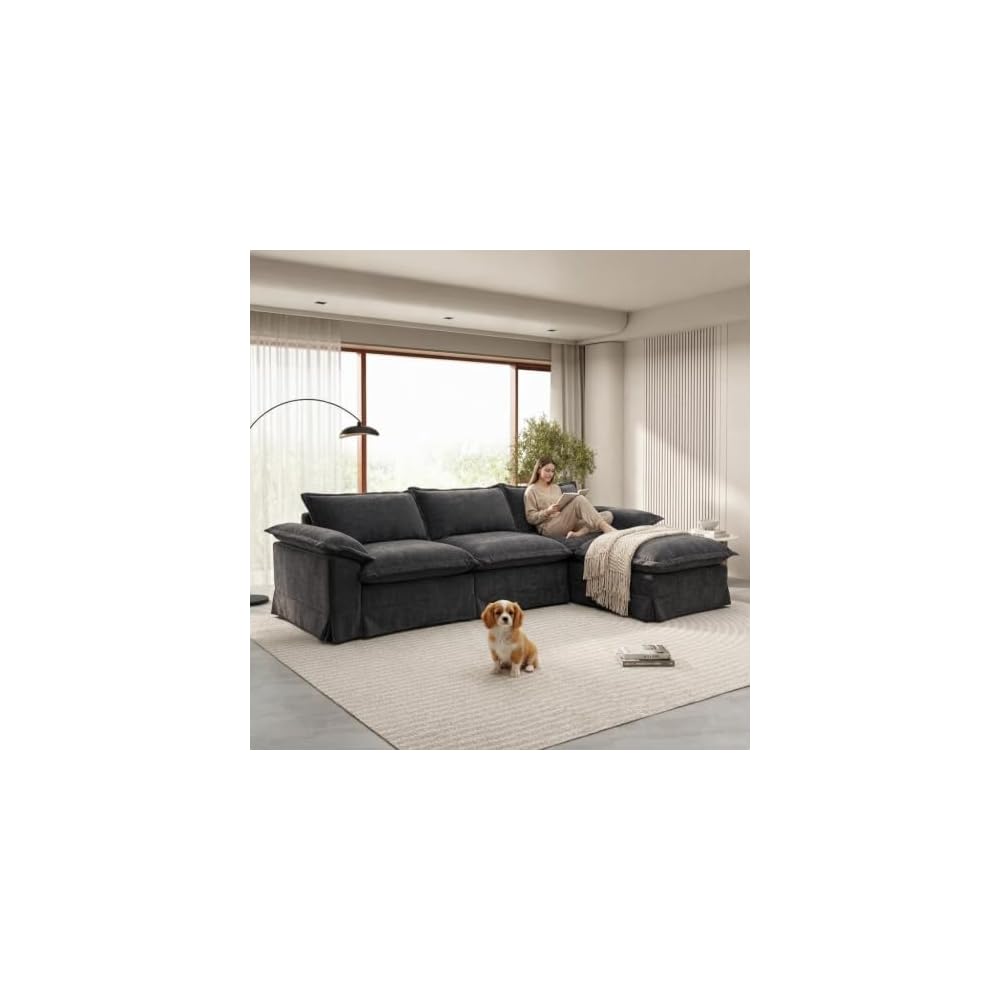 YDN 123" Modular Boneless Couch, L Shaped Couch for Living Room