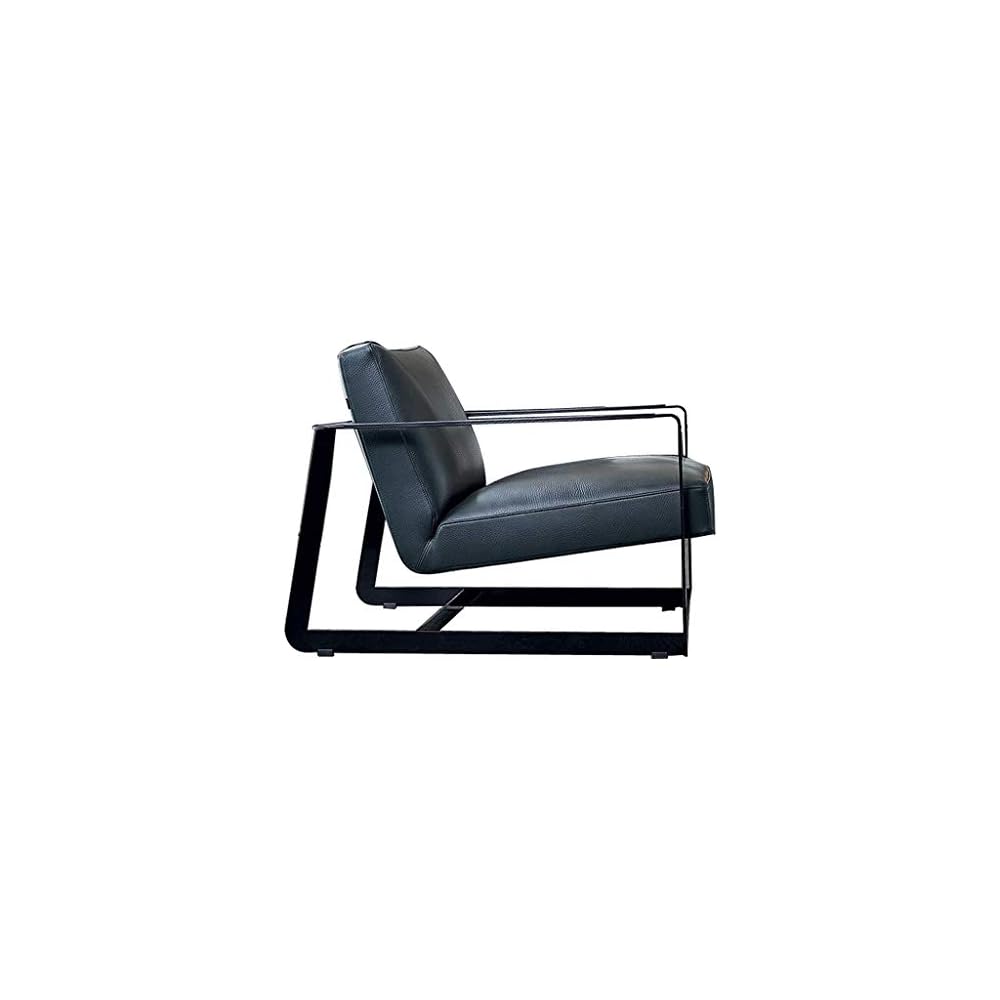 Renovation House Recliners Simple Leather Single Sofa Chair Fashion Designer Bedroom Furniture Living Room Carbon Tub Chair Black
