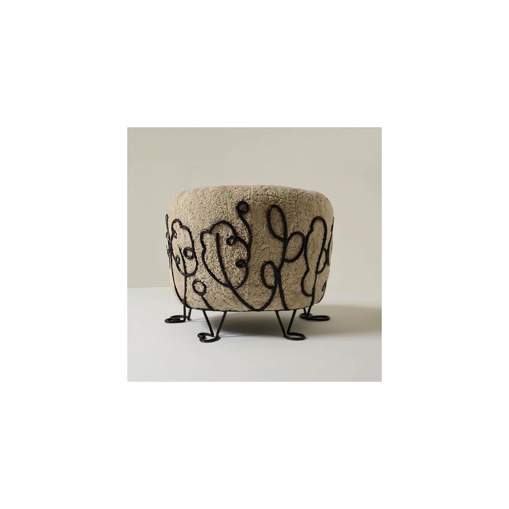 Modern Boucle Lounge Chair with Metal Frame, Upholstered Accent Armchair in Soft Sherpa Fabric for Living Room, Bedroom & Apartment Seating (Beige)