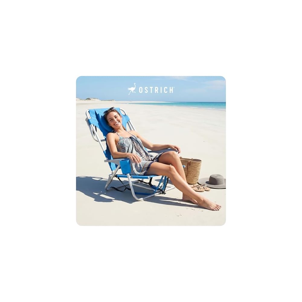 Ostrich The Ladies Comfort Backpacker, Outdoor Reclining Beach Chair, Blue