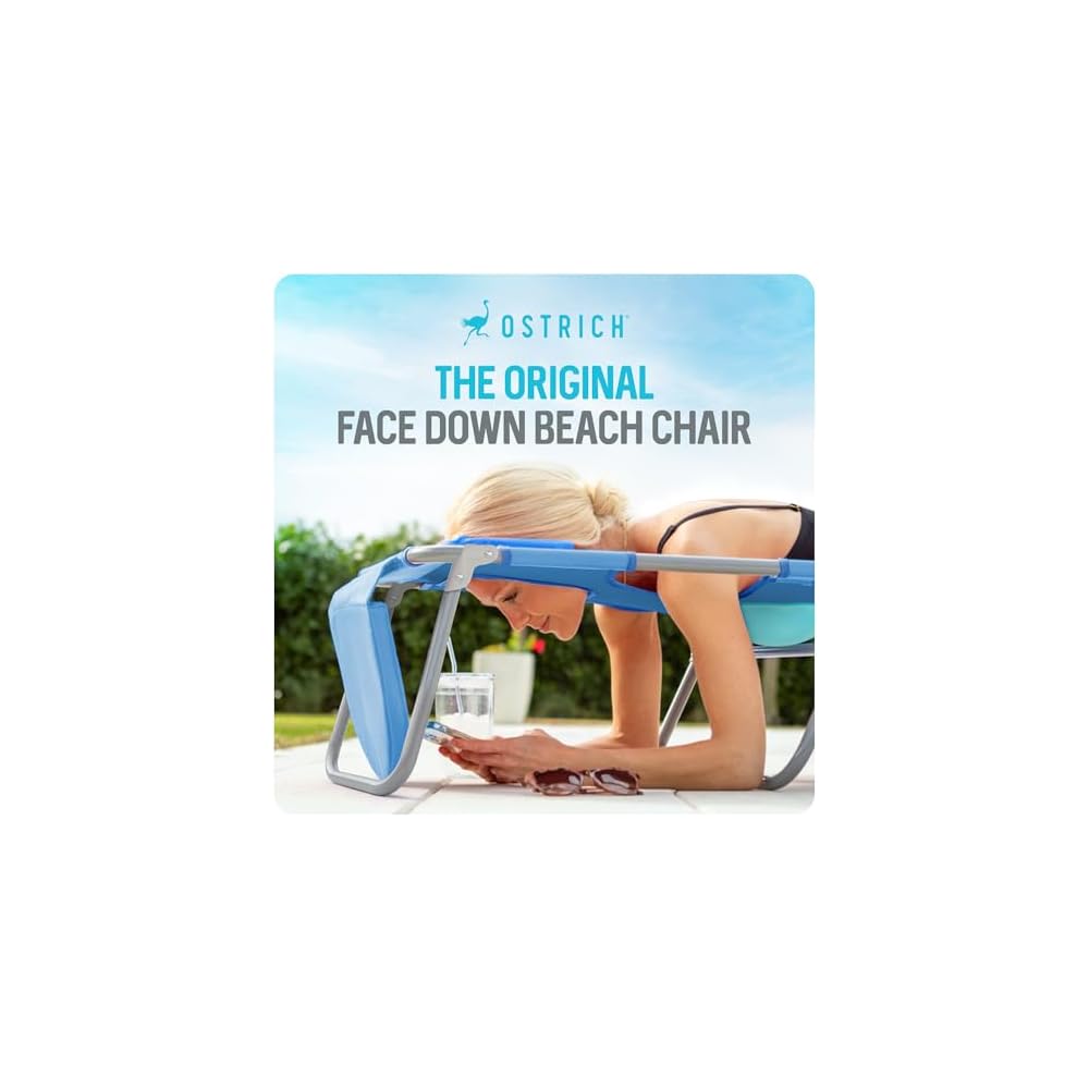 Ostrich The Ladies Comfort Backpacker, Outdoor Reclining Beach Chair, Blue