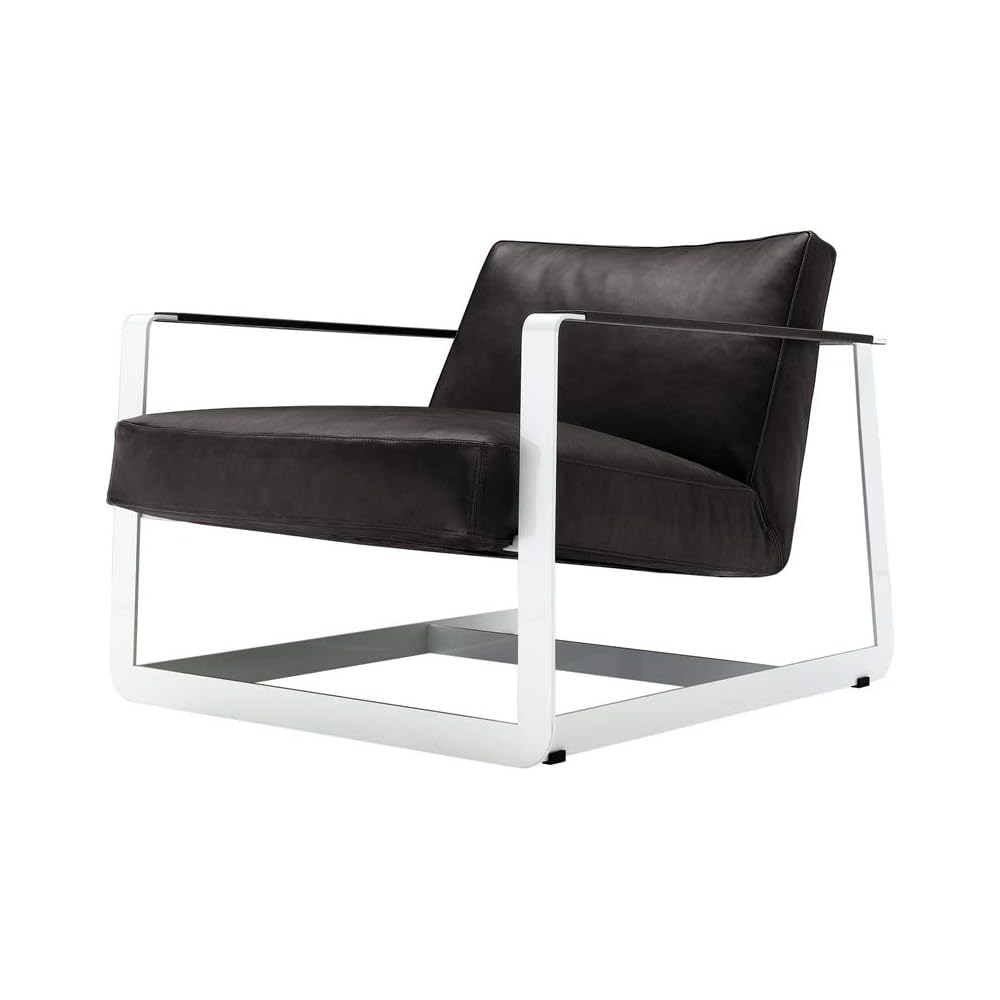 Renovation House Recliners Simple Leather Single Sofa Chair Fashion Designer Bedroom Furniture Living Room Carbon Tub Chair Black