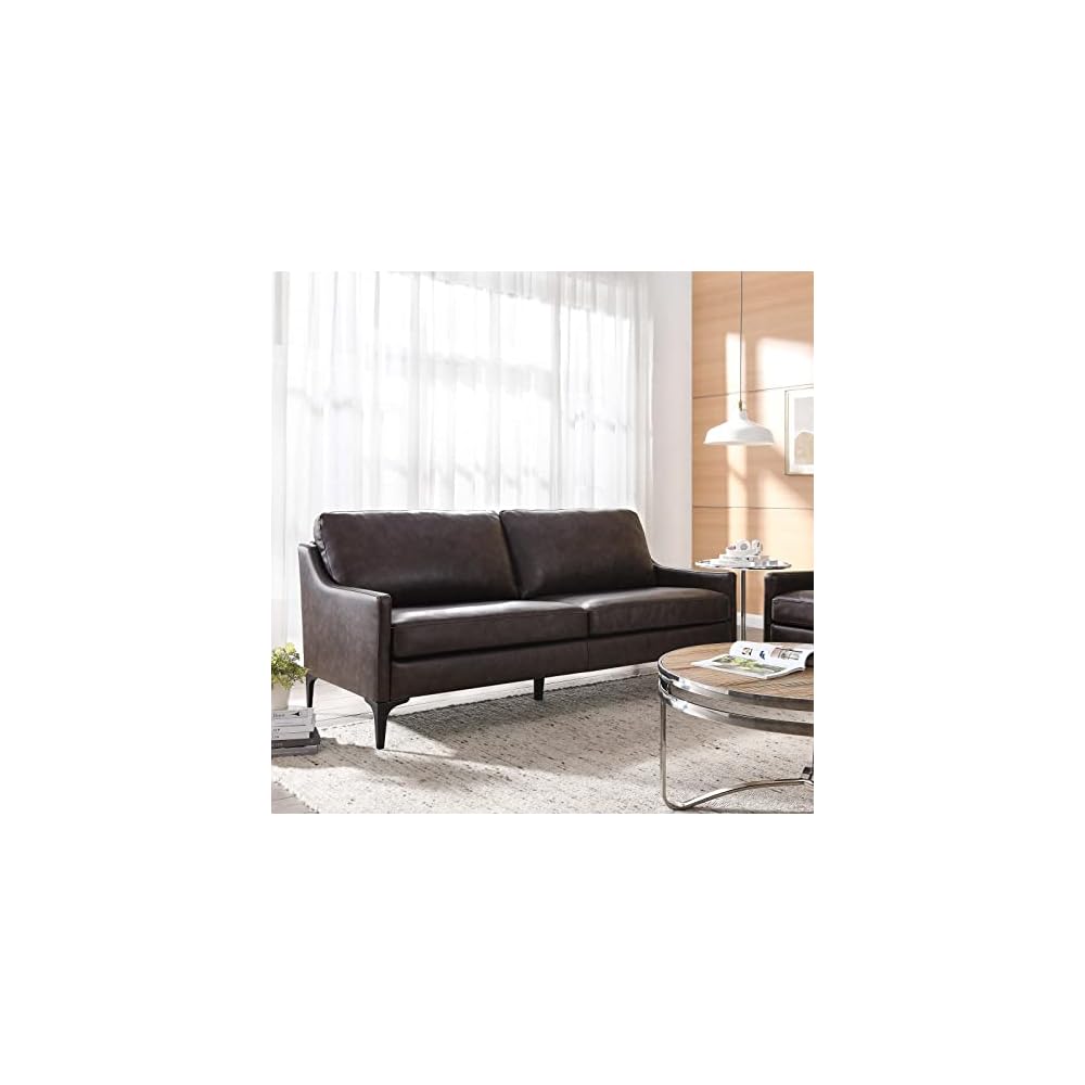 Modway EEI-6018-BRN Corland Leather Sofa, Brown