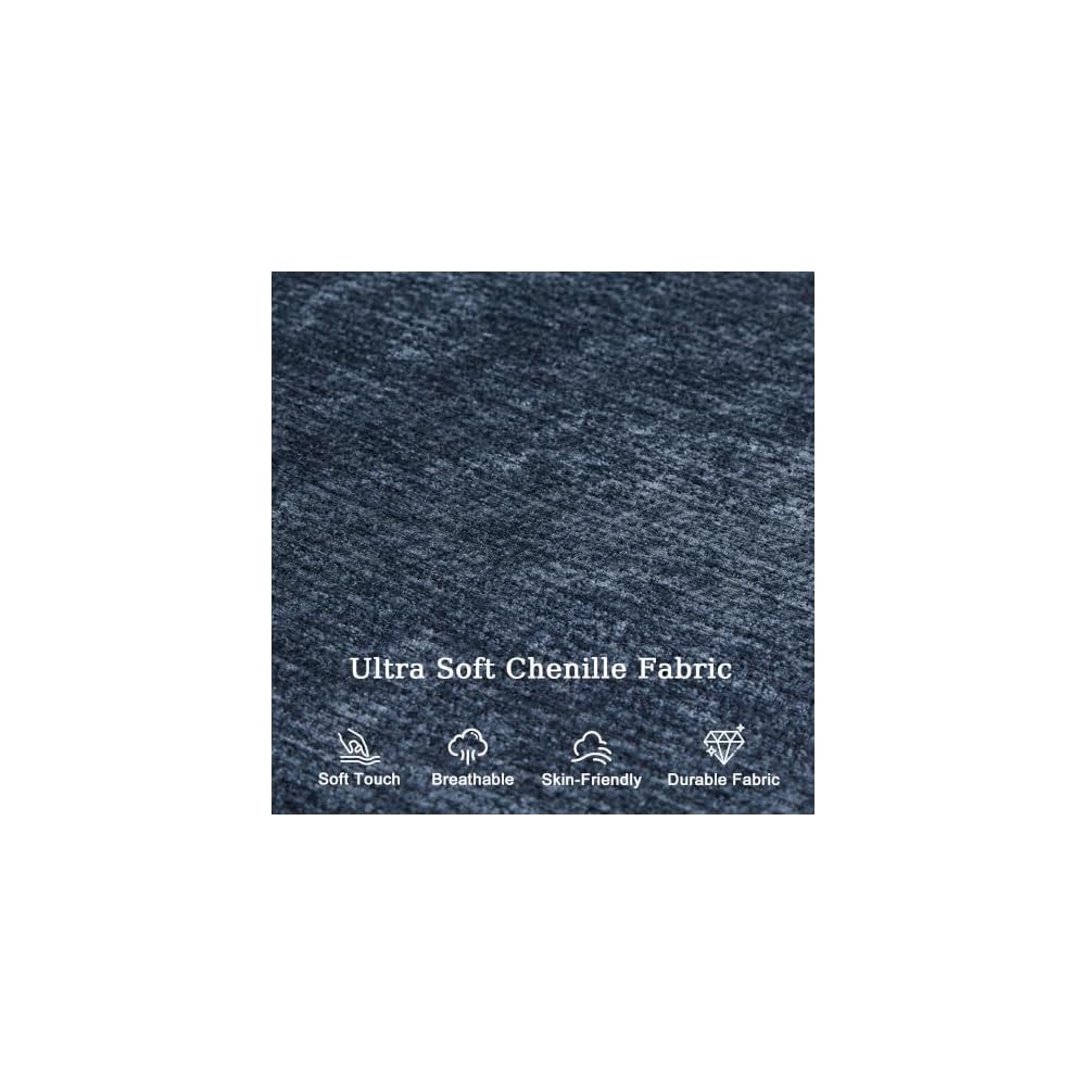 Modern 3 Seater Sofa, 94 Inch Chenille Couch with Charging Ports, Deep Seat Comfy Sofa for Living Room, Bedroom, Blue