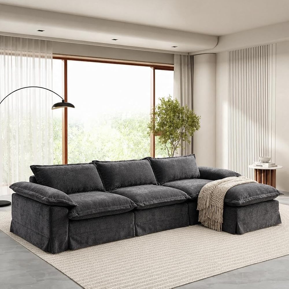YDN 123" Modular Boneless Couch, L Shaped Couch for Living Room