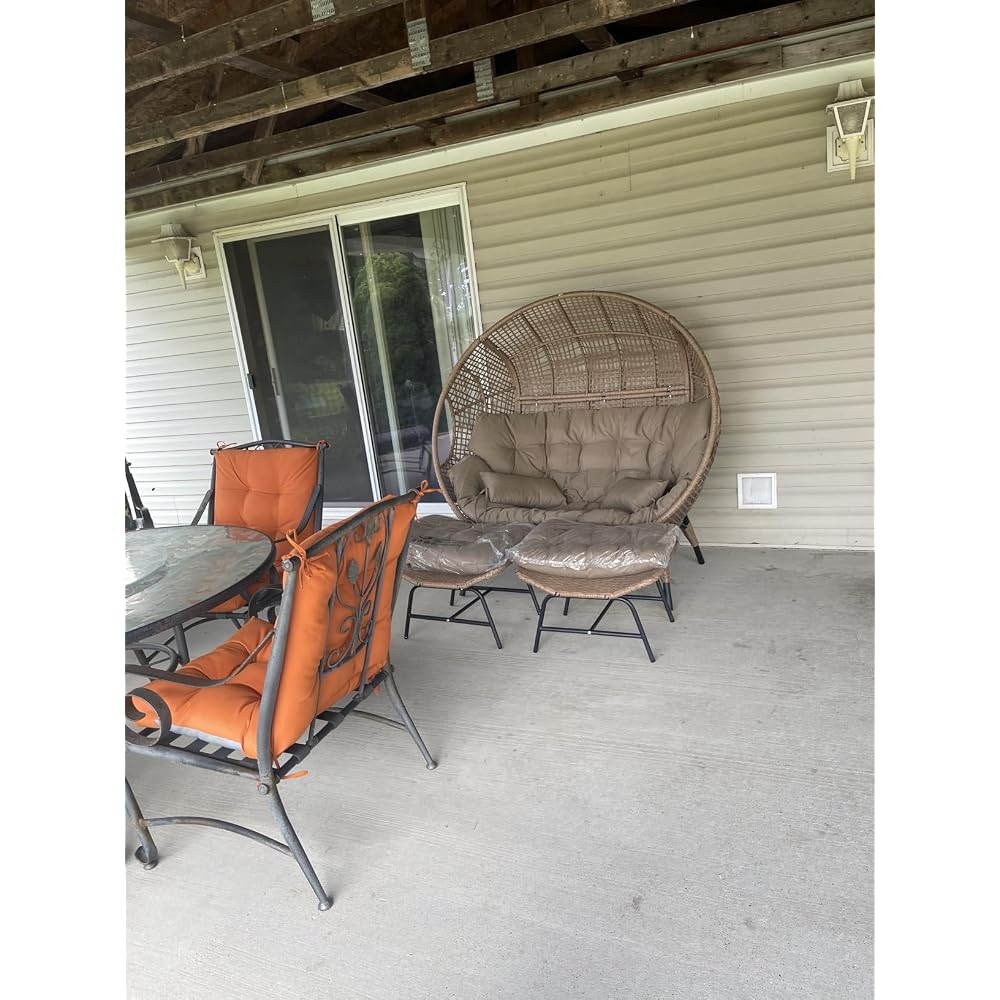 BULEXYARD Oversized Double Egg Chair Outdoor, 2-Person Wicker Loveseat