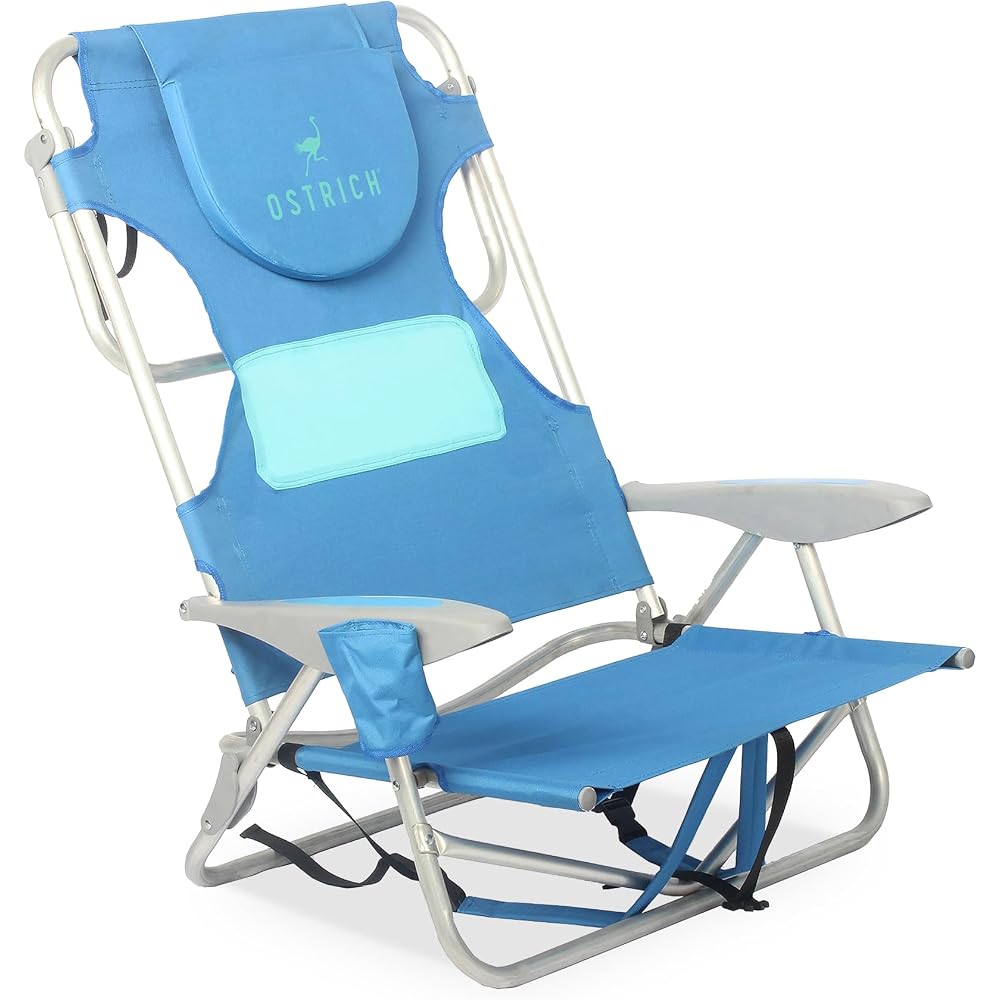 Ostrich The Ladies Comfort Backpacker, Outdoor Reclining Beach Chair, Blue