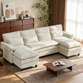 104" Cloud Couch Sectional, U Shaped Sectional Sofa, 4-Seat Deep Seat Couch with 4 Pillows for Living Room, Bedroom, Apartment, Beige | Comfy Chenille