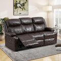 Reclining Sofa - 3 Seater Manual Recliner with Massage and Heat, Cup Holders, Loveseat Recliner Couch for Living Room(Brown)