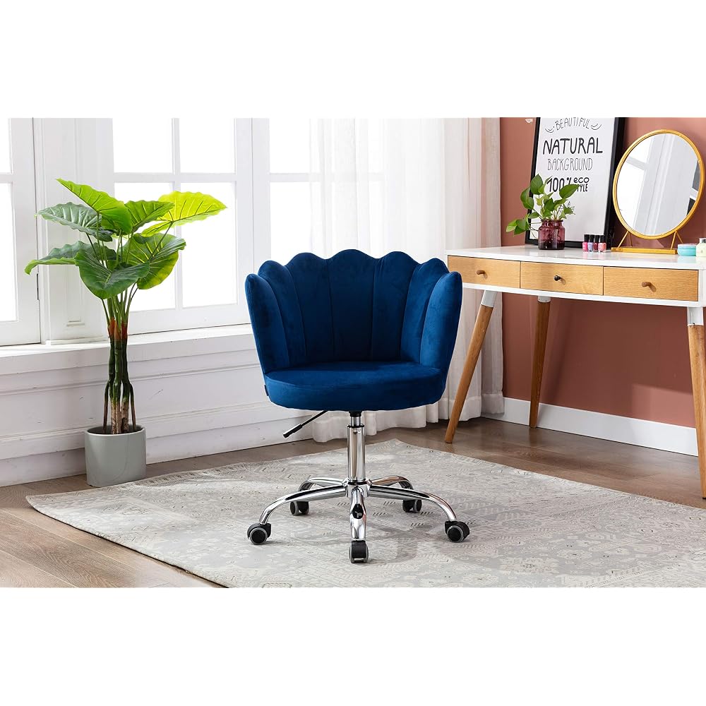 Swivel Shell Chair for Living Room/Bed Room, Modern Leisure Office Chair Blue