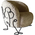 Modern Boucle Lounge Chair with Metal Frame, Upholstered Accent Armchair in Soft Sherpa Fabric for Living Room, Bedroom & Apartment Seating (Beige)