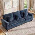 Modern 3 Seater Sofa, 94 Inch Chenille Couch with Charging Ports, Deep Seat Comfy Sofa for Living Room, Bedroom, Blue
